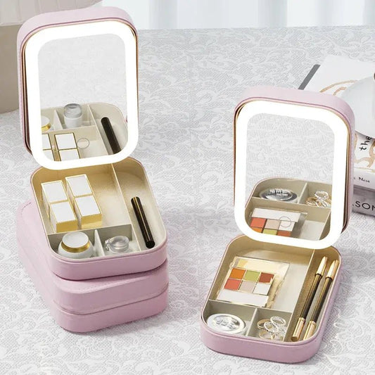 LED Mirror Makeup Storage Box - BeautyWander